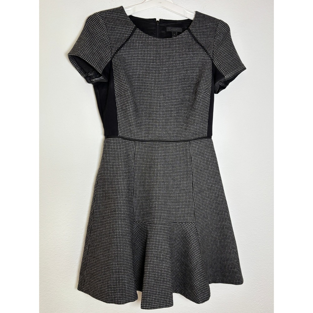 J.Crew Womens Grey Black Houndstooth Colorblock Fit Flare‎ Mini Dress Size 2